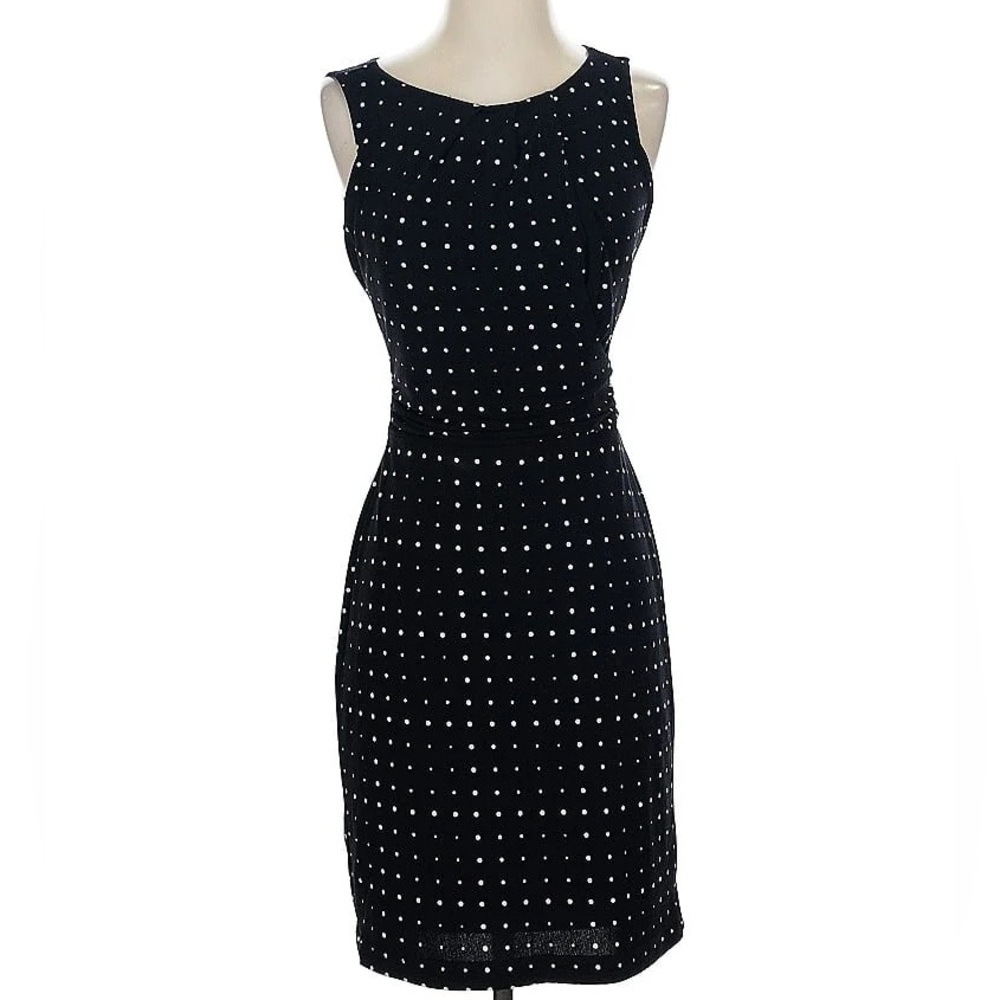 Ann Taylor Elegant Black Polka Dot Sheath Dress - Cocktail Dress